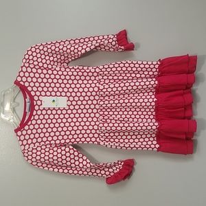 Ada Tada 5Y Toddler Long Sleeve Dress Hot Pink/White Polka Dots